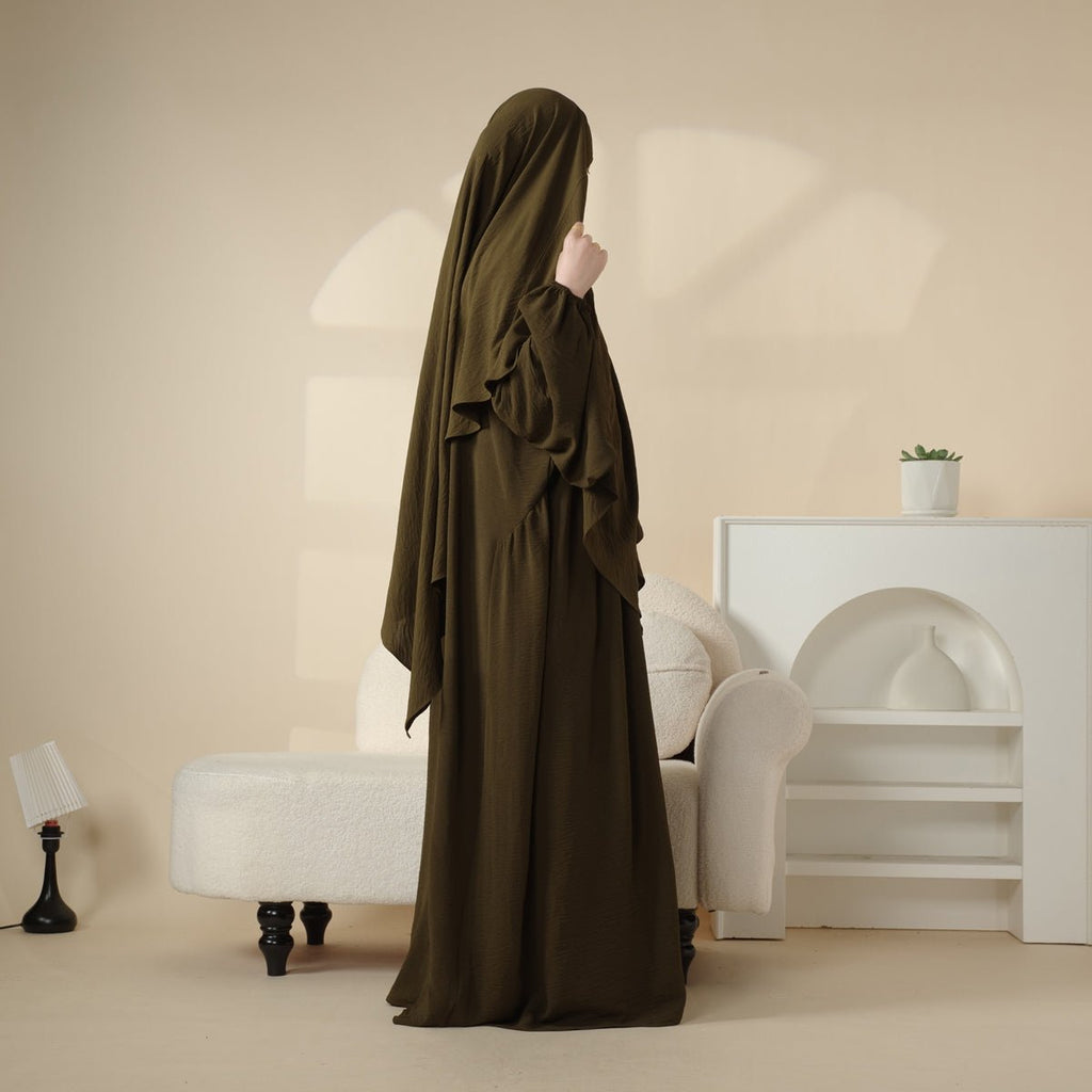 Elegant 2-Piece Crepe Abaya & Khimar Set (MK008)