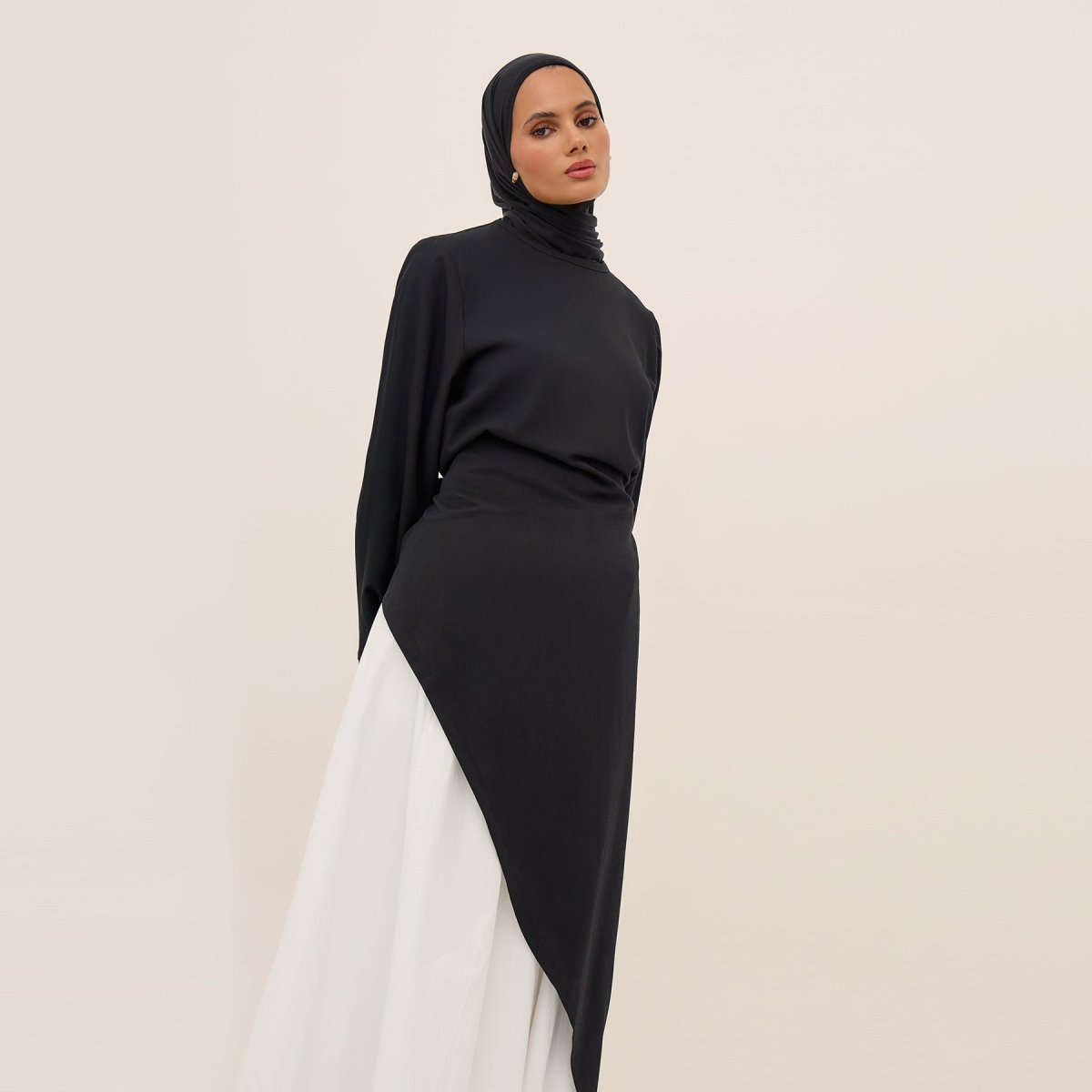 Asymmetric Tunic Top & Maxi Skirt Set | Modest Two-Piece Outfit (MS184)