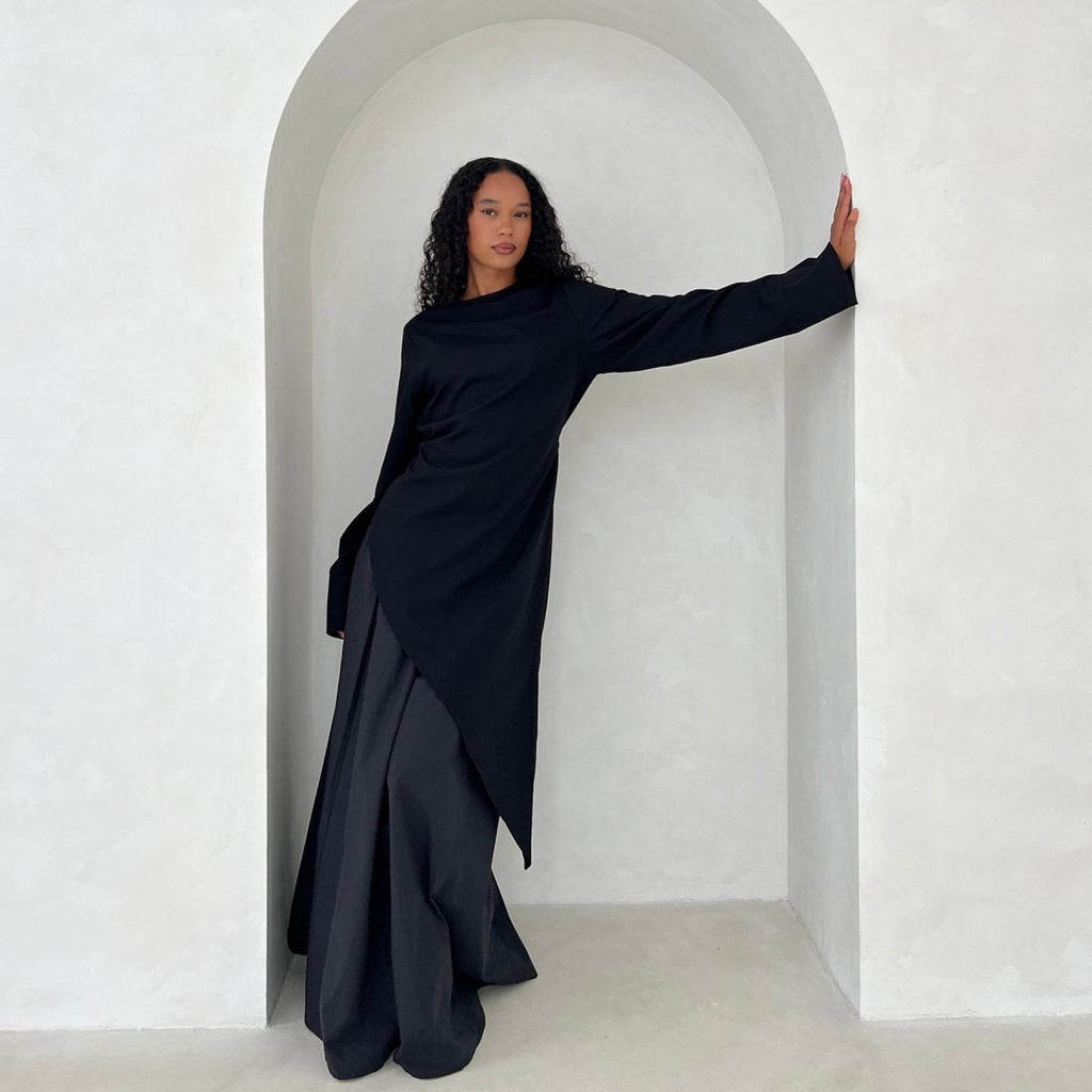 Asymmetric Tunic Top & Maxi Skirt Set | Modest Two-Piece Outfit (MS184)