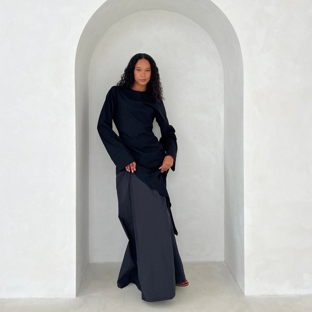 Asymmetric Tunic Top & Maxi Skirt Set | Modest Two-Piece Outfit (MS184)