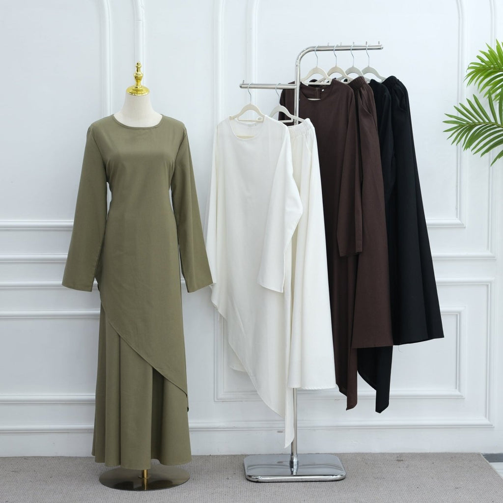 Asymmetric Tunic Top & Maxi Skirt Set | Modest Two-Piece Outfit (MS184)