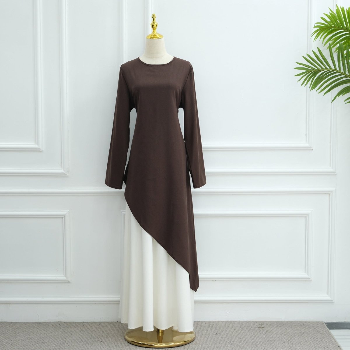 Asymmetric Tunic Top & Maxi Skirt Set | Modest Two-Piece Outfit (MS184)