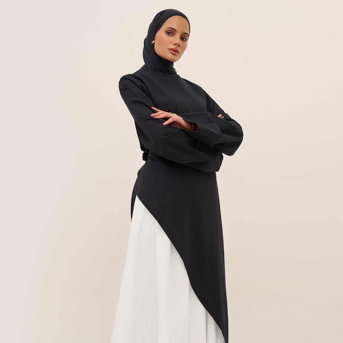 Asymmetric Tunic Top & Maxi Skirt Set | Modest Two-Piece Outfit (MS184)
