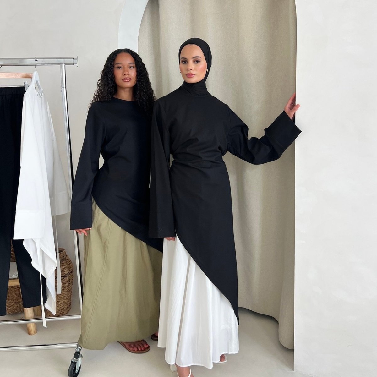 Asymmetric Tunic Top & Maxi Skirt Set | Modest Two-Piece Outfit (MS184)