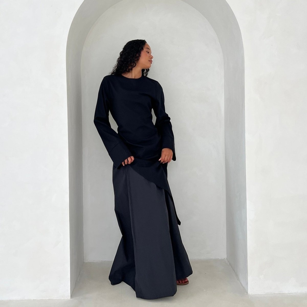 Asymmetric Tunic Top & Maxi Skirt Set | Modest Two-Piece Outfit (MS184)