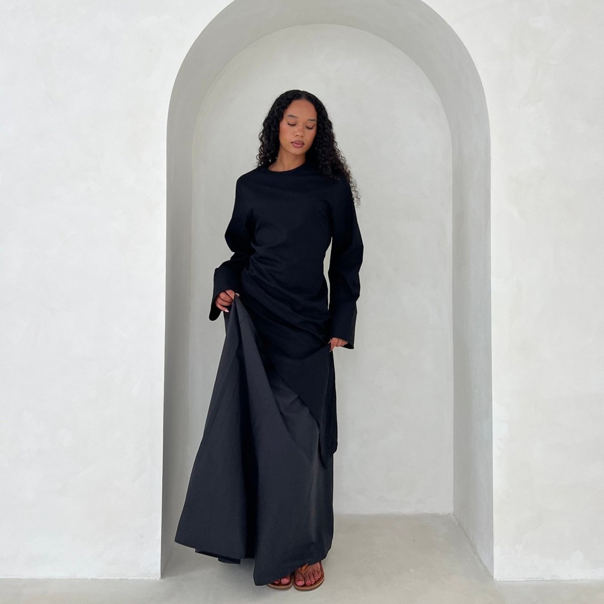Asymmetric Tunic Top & Maxi Skirt Set | Modest Two-Piece Outfit (MS184)