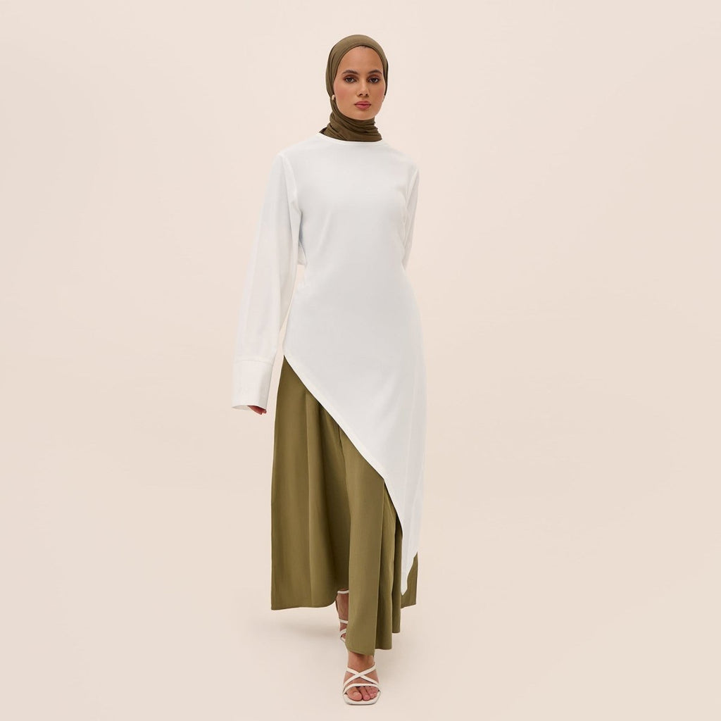 Asymmetric Tunic Top & Maxi Skirt Set | Modest Two-Piece Outfit (MS184)
