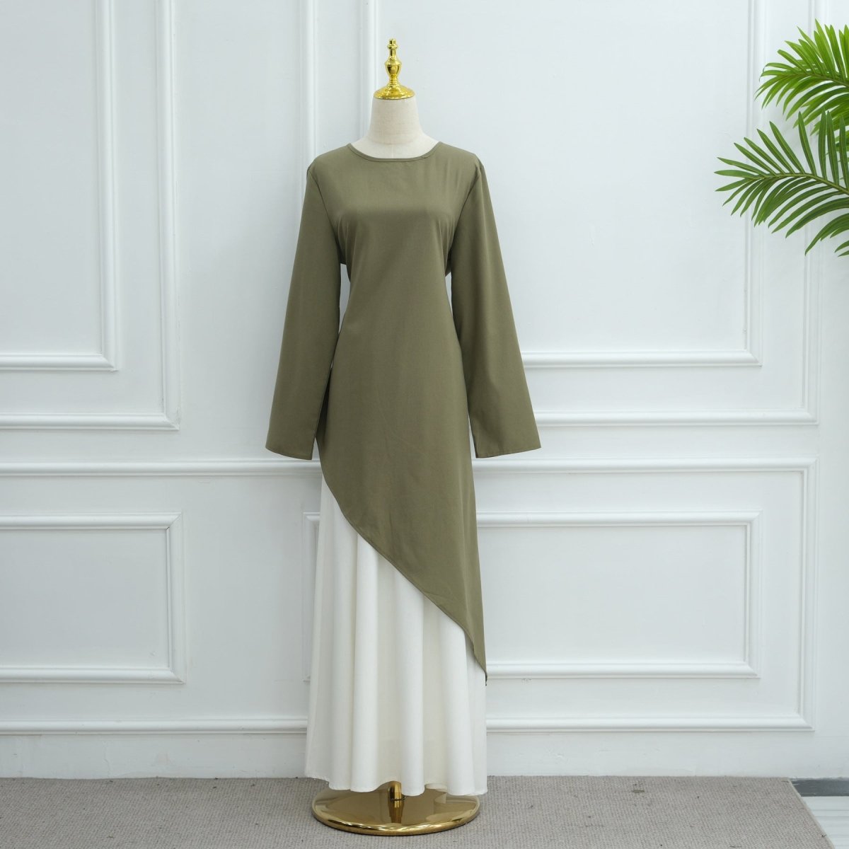 Asymmetric Tunic Top & Maxi Skirt Set | Modest Two-Piece Outfit (MS184)