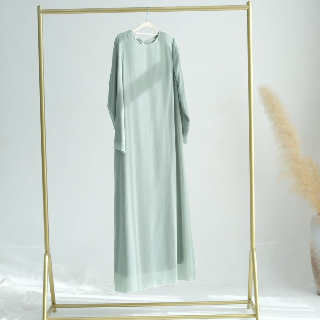 Elegant Chiffon Wrinkle Abaya | Three-Piece Set Modest Muslim Chiffon Abaya (MOA155)