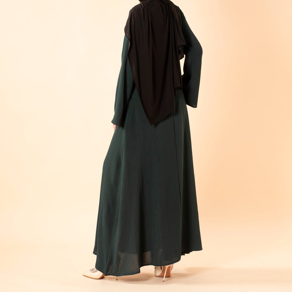 Elegant Flow Crepe Pocket Abaya Dress(MA432)