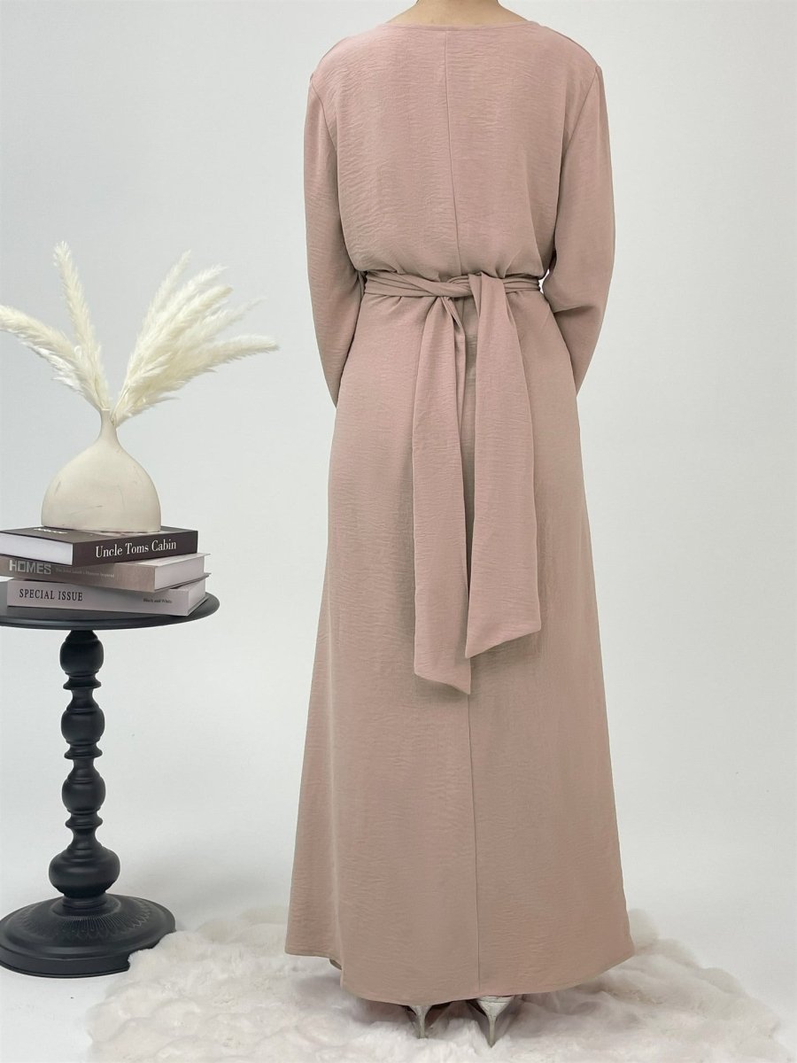 Elegant Lace-Up Ice Crape Abaya Evening Gown(MA160)