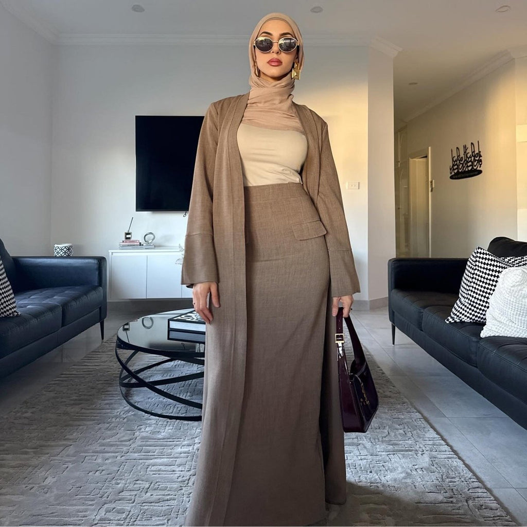 Elegant Long Cardigan & Maxi Skirt Set(MS175)