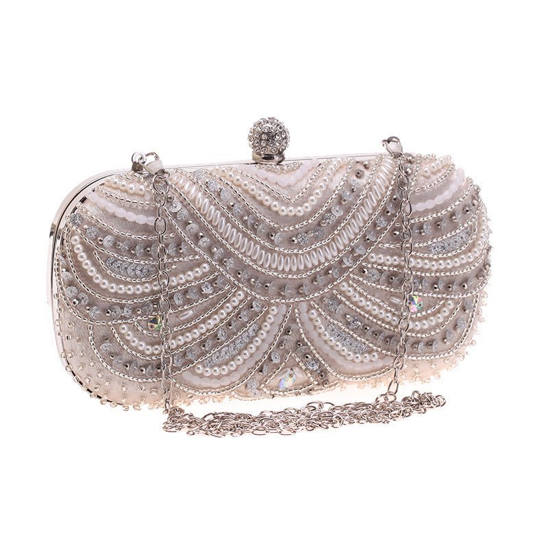 Elegant Pearl-Embellished Clutch Evening Bag for Weddings & Parties (MAC278)