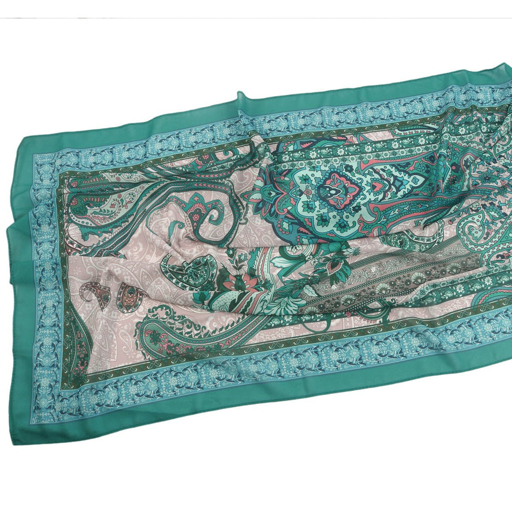 Elegant Printed Chiffon Hijab Scarf Bohemian Style Breathable Sun Protection Wrap (MH136)