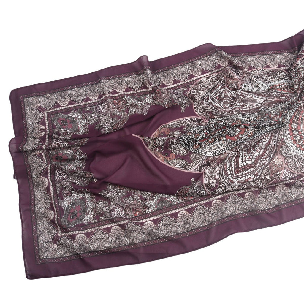 Elegant Printed Chiffon Hijab Scarf Bohemian Style Breathable Sun Protection Wrap (MH136)