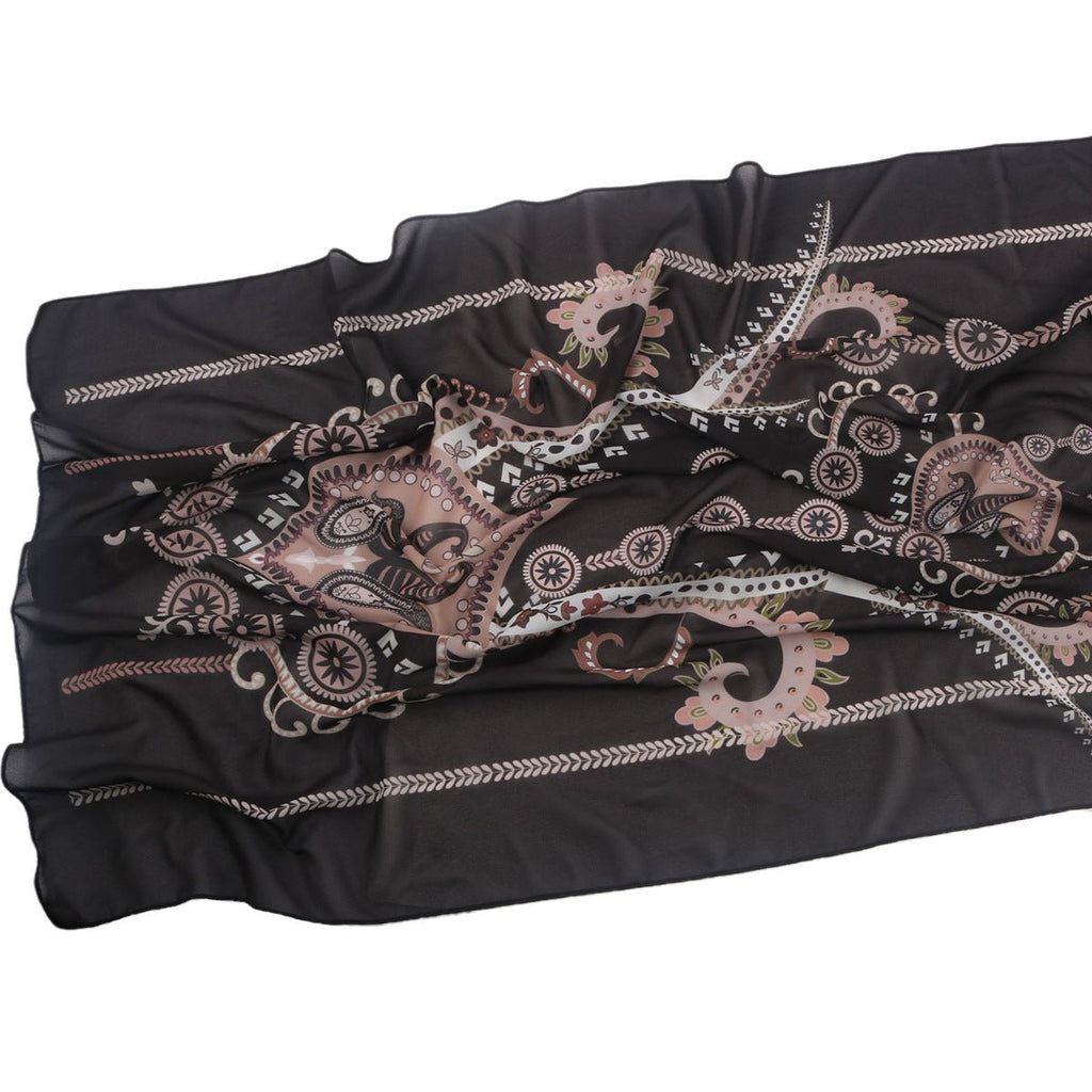 Elegant Printed Chiffon Hijab Scarf Bohemian Style Breathable Sun Protection Wrap (MH136)