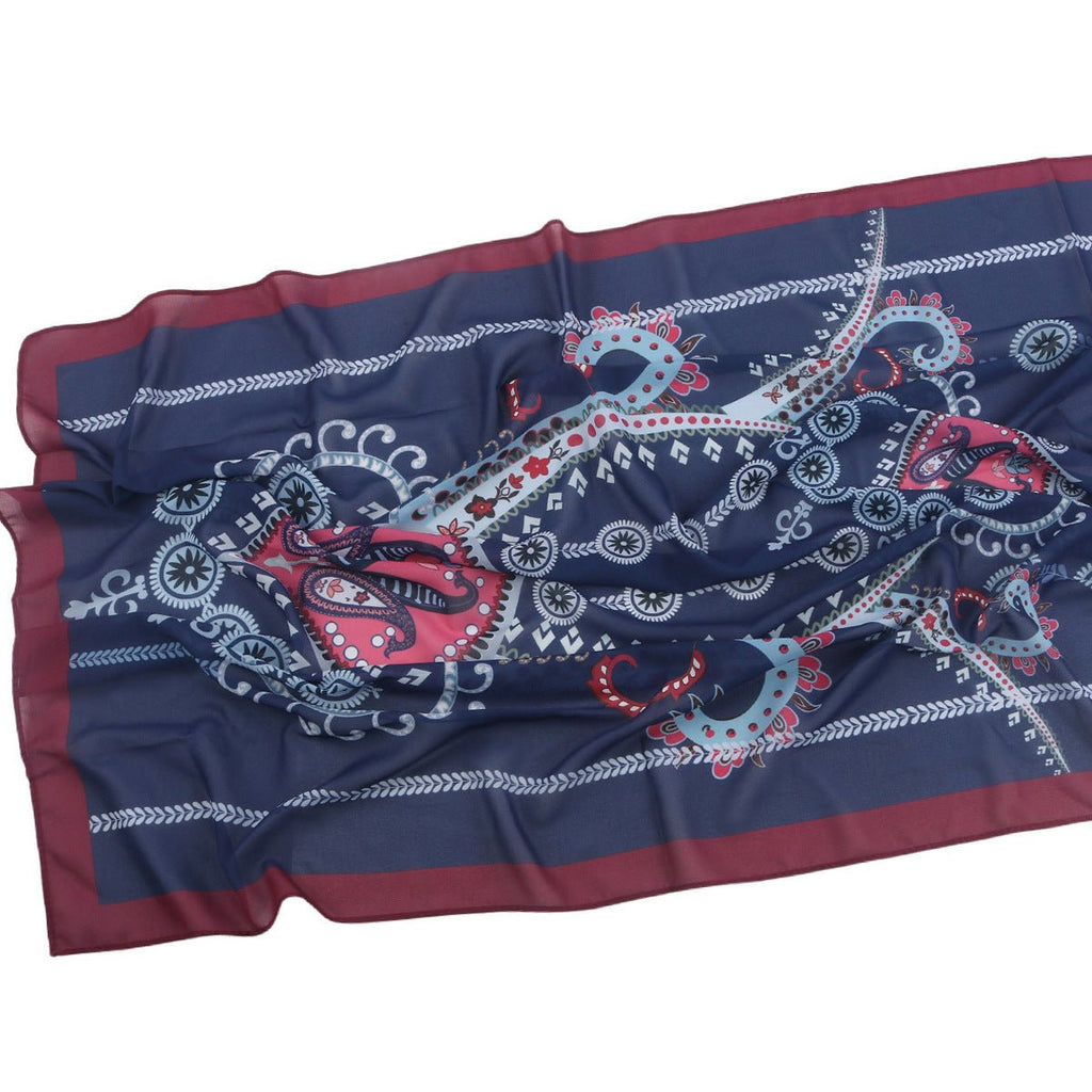 Elegant Printed Chiffon Hijab Scarf Bohemian Style Breathable Sun Protection Wrap (MH136)