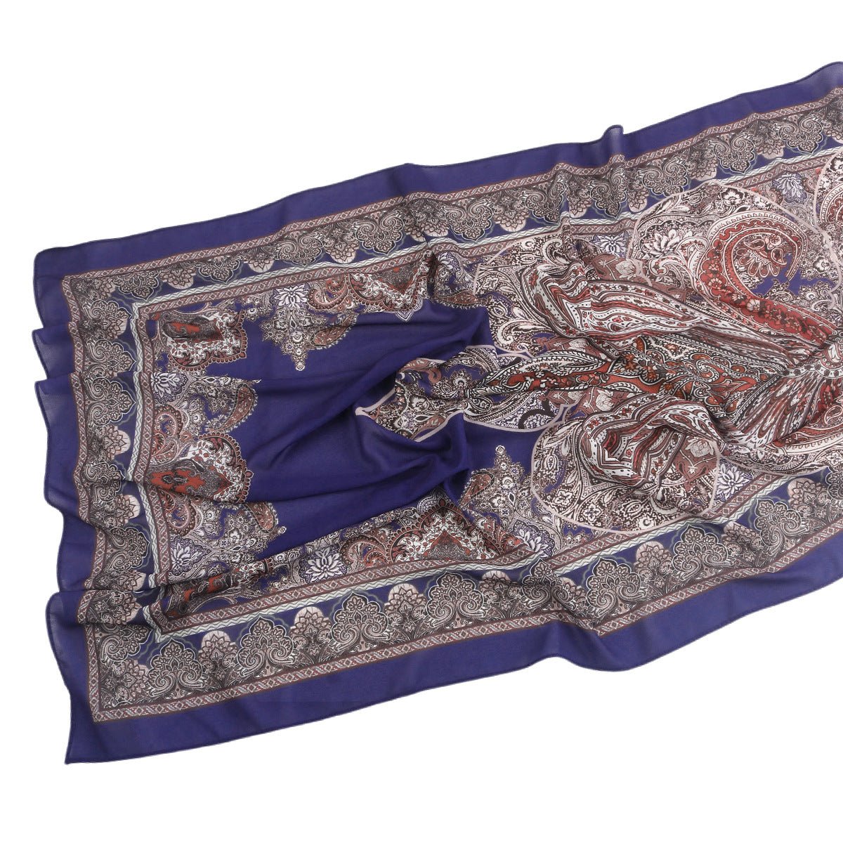 Elegant Printed Chiffon Hijab Scarf Bohemian Style Breathable Sun Protection Wrap (MH136)