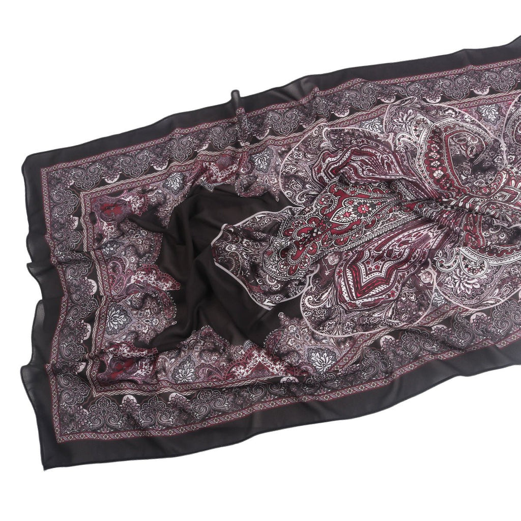 Elegant Printed Chiffon Hijab Scarf Bohemian Style Breathable Sun Protection Wrap (MH136)