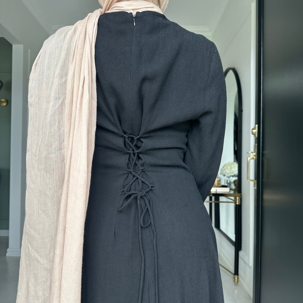 Solid Color Robe Abaya With Back-Tie | Dressing Gown Style Abaya with Flared Sleeves (MA215)