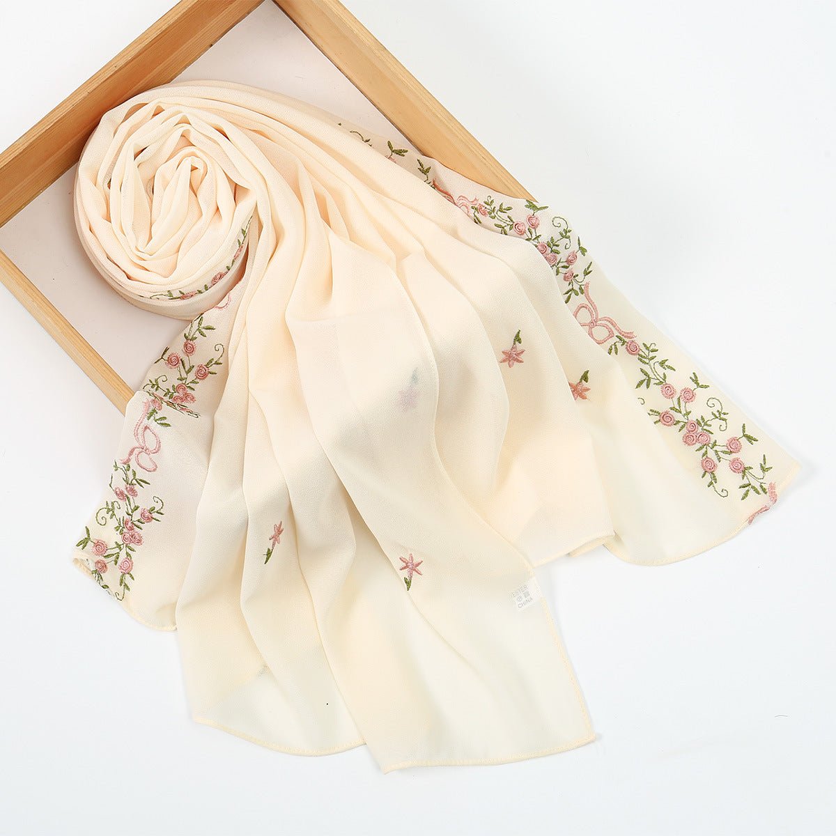Embroidered Chiffon Hijab Scarf | Chiffon Hijab With Embroidery (MH220)