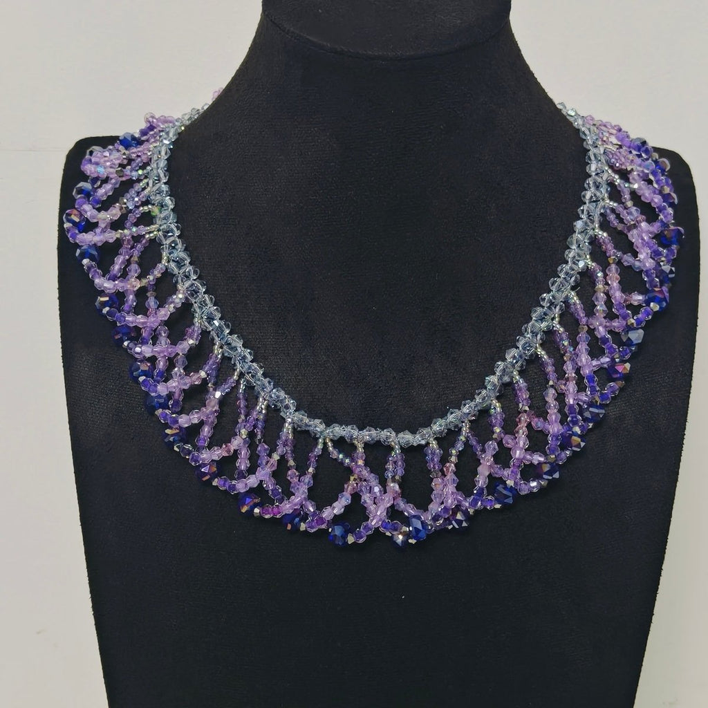 Handmade Woven Beaded Necklace | Glass Beads & Shell Pearls Choker | Intricate Seed Bead Art Necklace (MAC343)