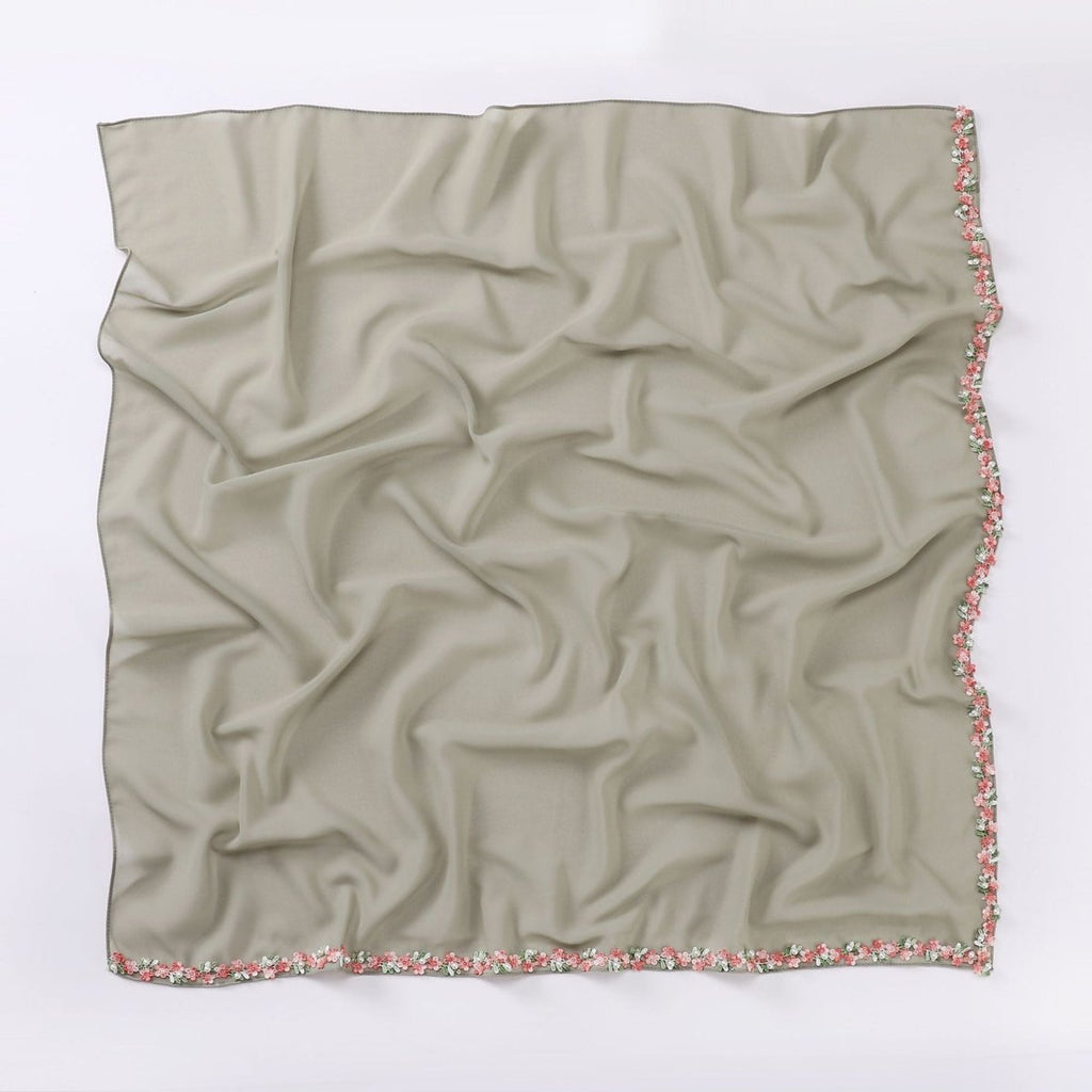 Floral Embellished Chiffon Hijab Scarf (MH221)