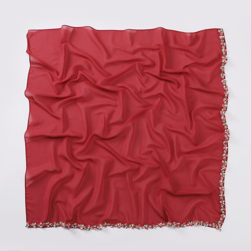 Floral Embellished Chiffon Hijab Scarf (MH221)