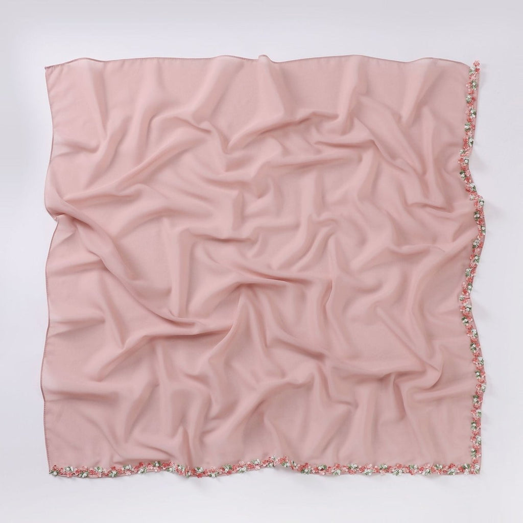 Floral Embellished Chiffon Hijab Scarf (MH221)