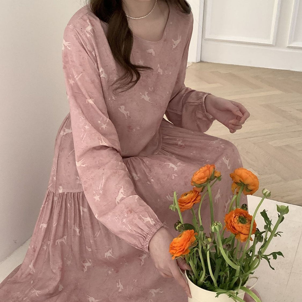 Floral Print Maxi Dress(MS425)
