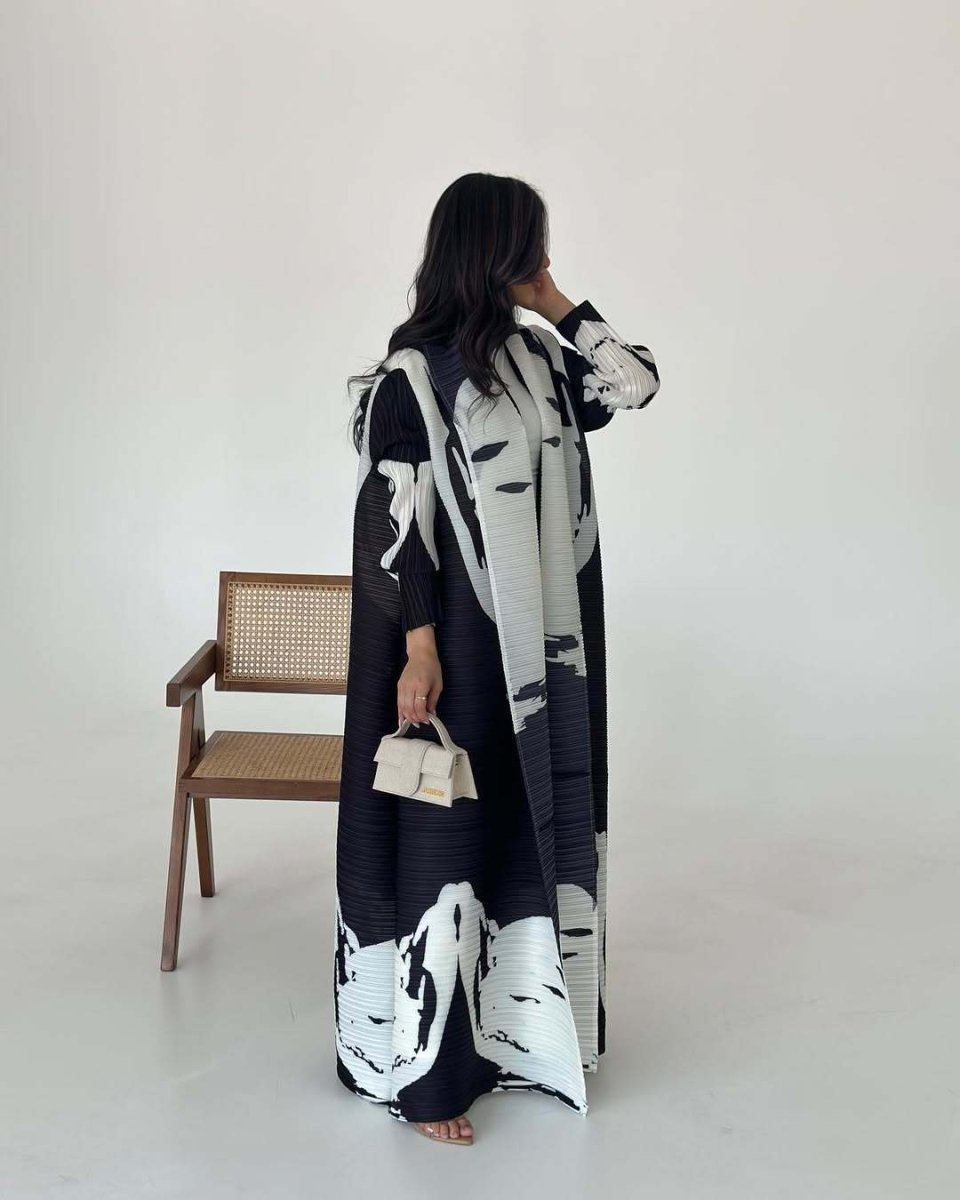 Floral Print Muslim Trench Coat - Modest Commuter Jacket Cape Robe(MOA212)