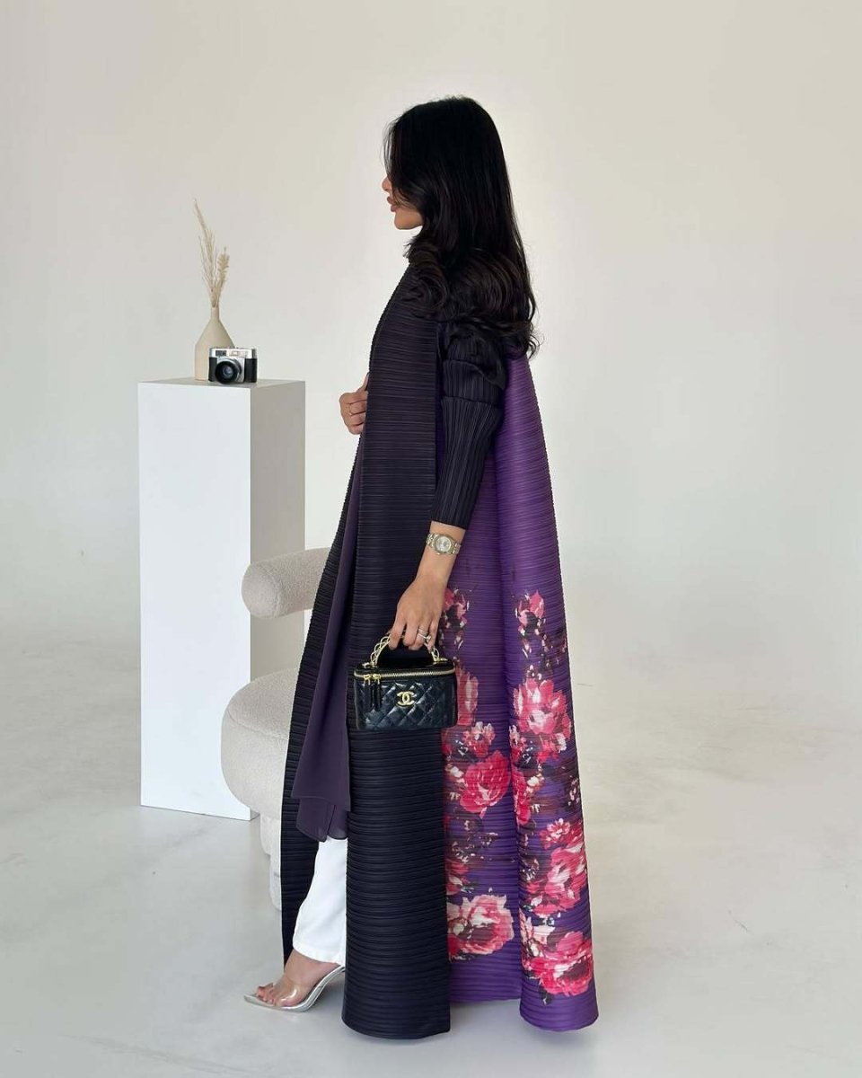 Floral Print Muslim Trench Coat - Modest Commuter Jacket Cape Robe(MOA212)