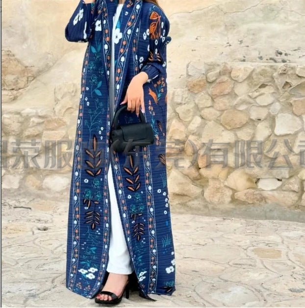 Floral Print Muslim Trench Coat - Modest Commuter Jacket Cape Robe(MOA212)