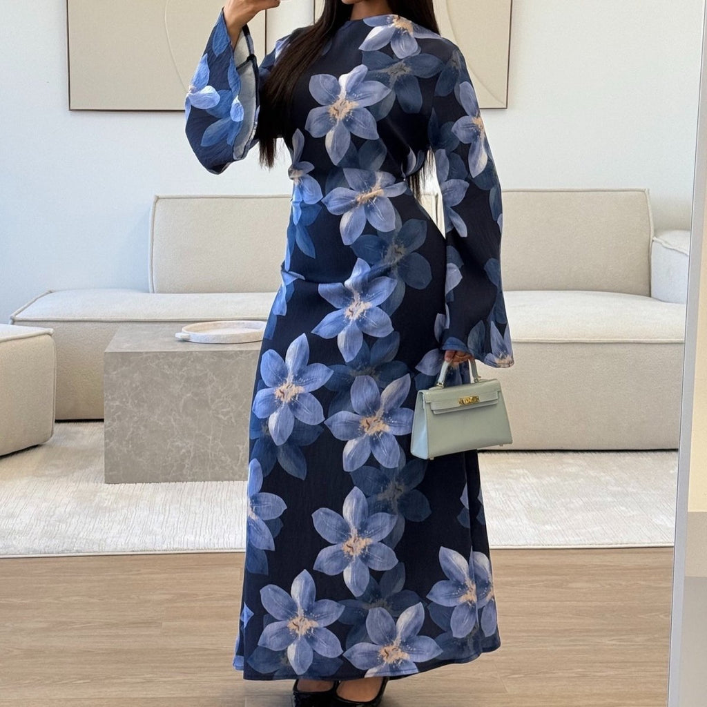 Floral Print Washed Crinkle Maxi Dress(MS437)