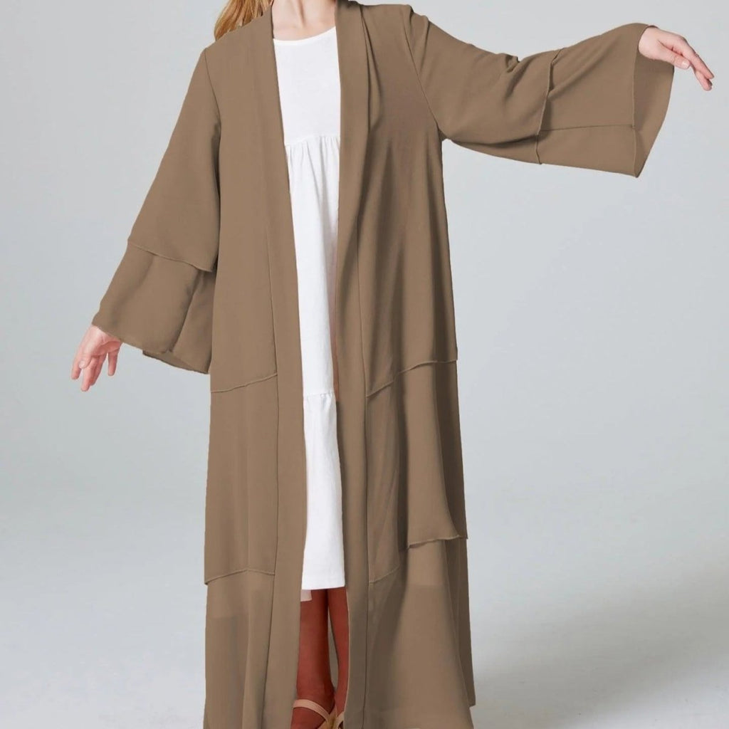Girls Plain 3-Layered Chiffon Open Abaya Kid Abaya(MKG009)
