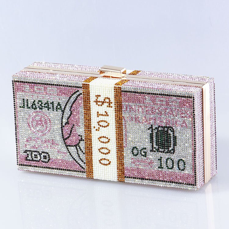 ‌Glamorous Fully Bedazzled Dollar Motif Evening Bag Party Clutch (MAC293)