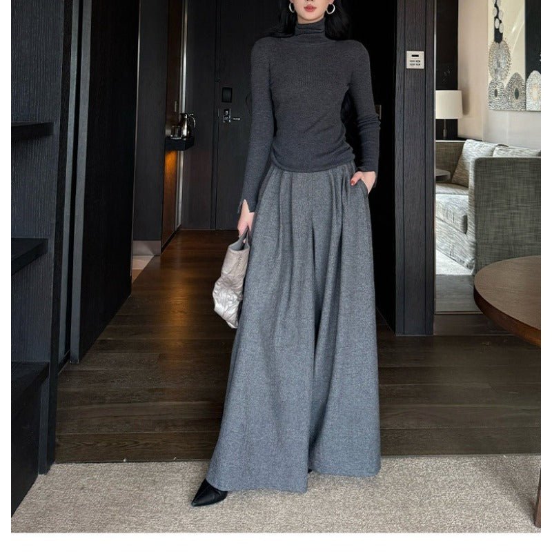 High Waist Wide Leg Trousers | Loose Fit Tailored Palazzo Pants(MS178)