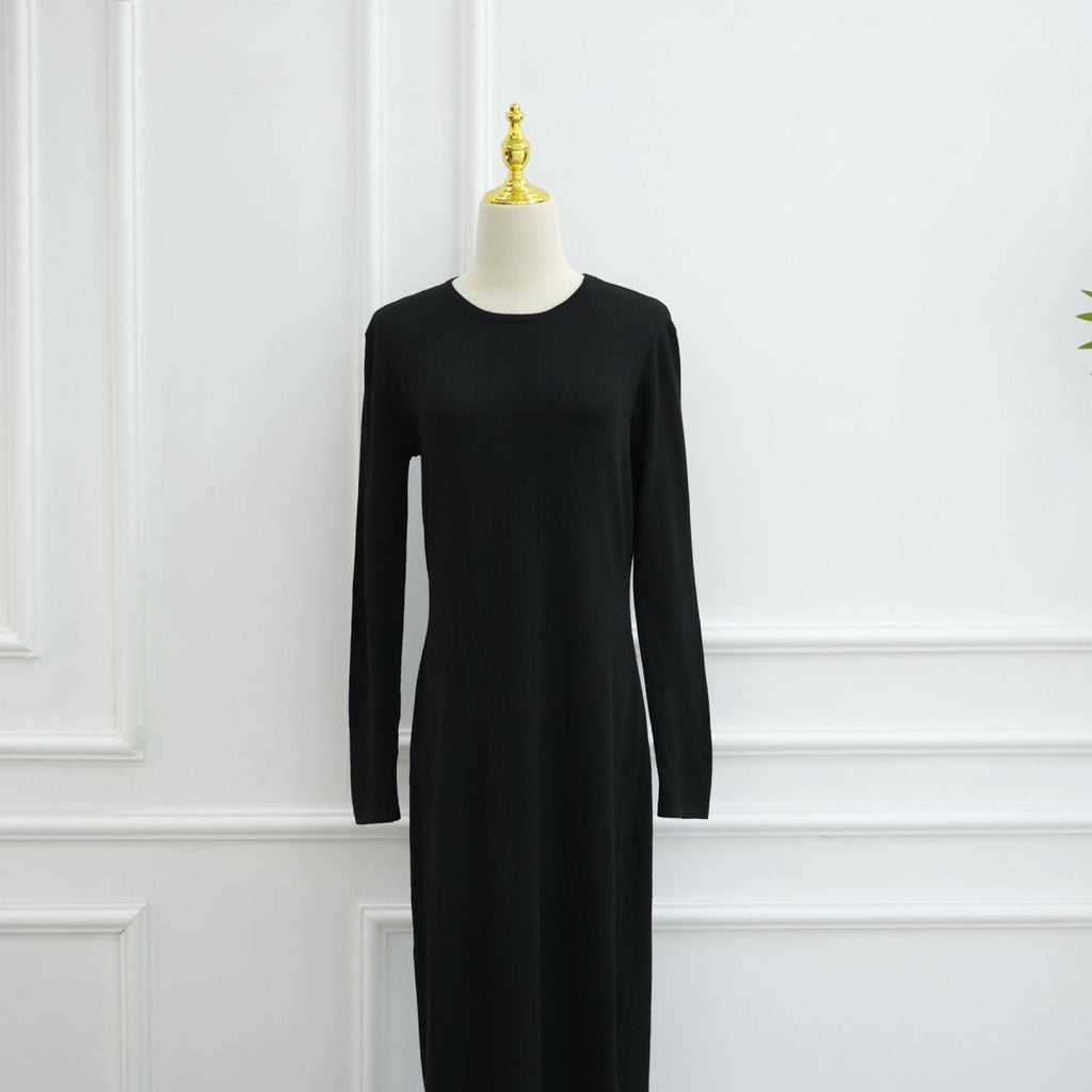 Hollow-Out Knit Open Abaya Cardigan with Waist Belt(MOA315)
