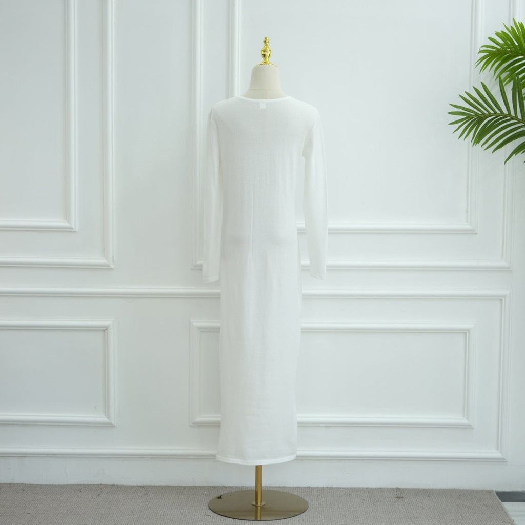 Hollow-Out Knit Open Abaya Cardigan with Waist Belt(MOA315)