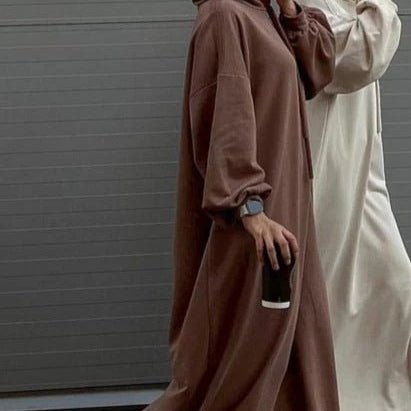 Hooded Sweatshirt Abaya | Hoodie Abaya With Pockets (MA125)