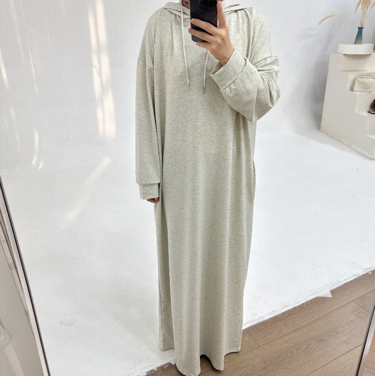 Hooded Sweatshirt Abaya | Hoodie Abaya With Pockets (MA125)