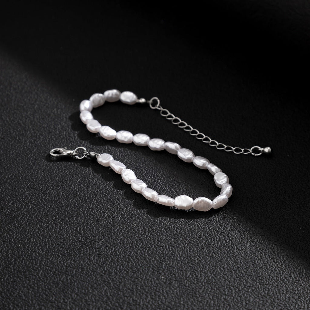 Irregular Freshwater Pearl Baroque Bracelet with Silver Clasp (MAC252)