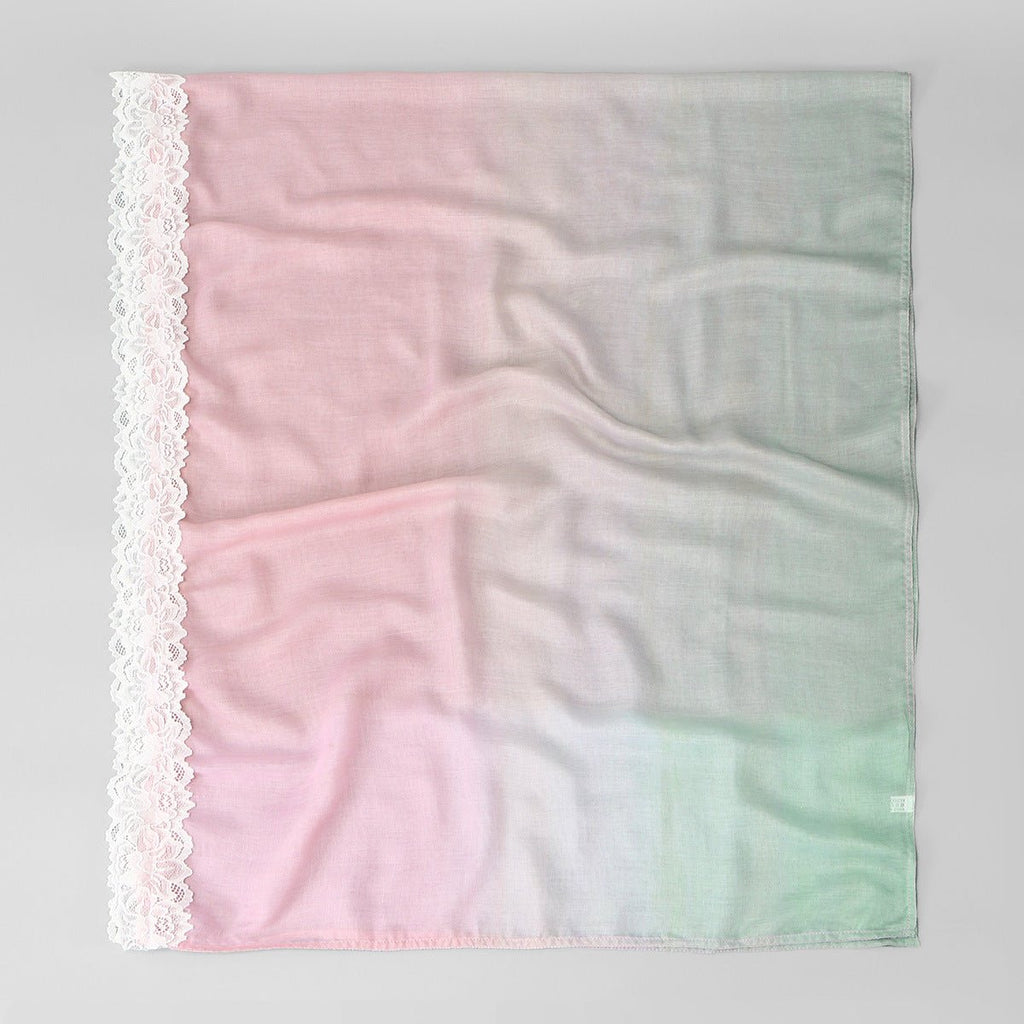 Lace Trim Print Hijab Shawl(MH231)
