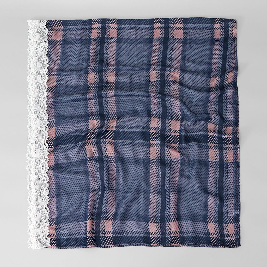 Lace Trim Print Hijab Shawl(MH231)