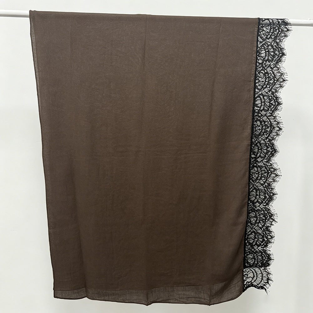 Lace Trim Rayon Hijab Scarf(MH211)