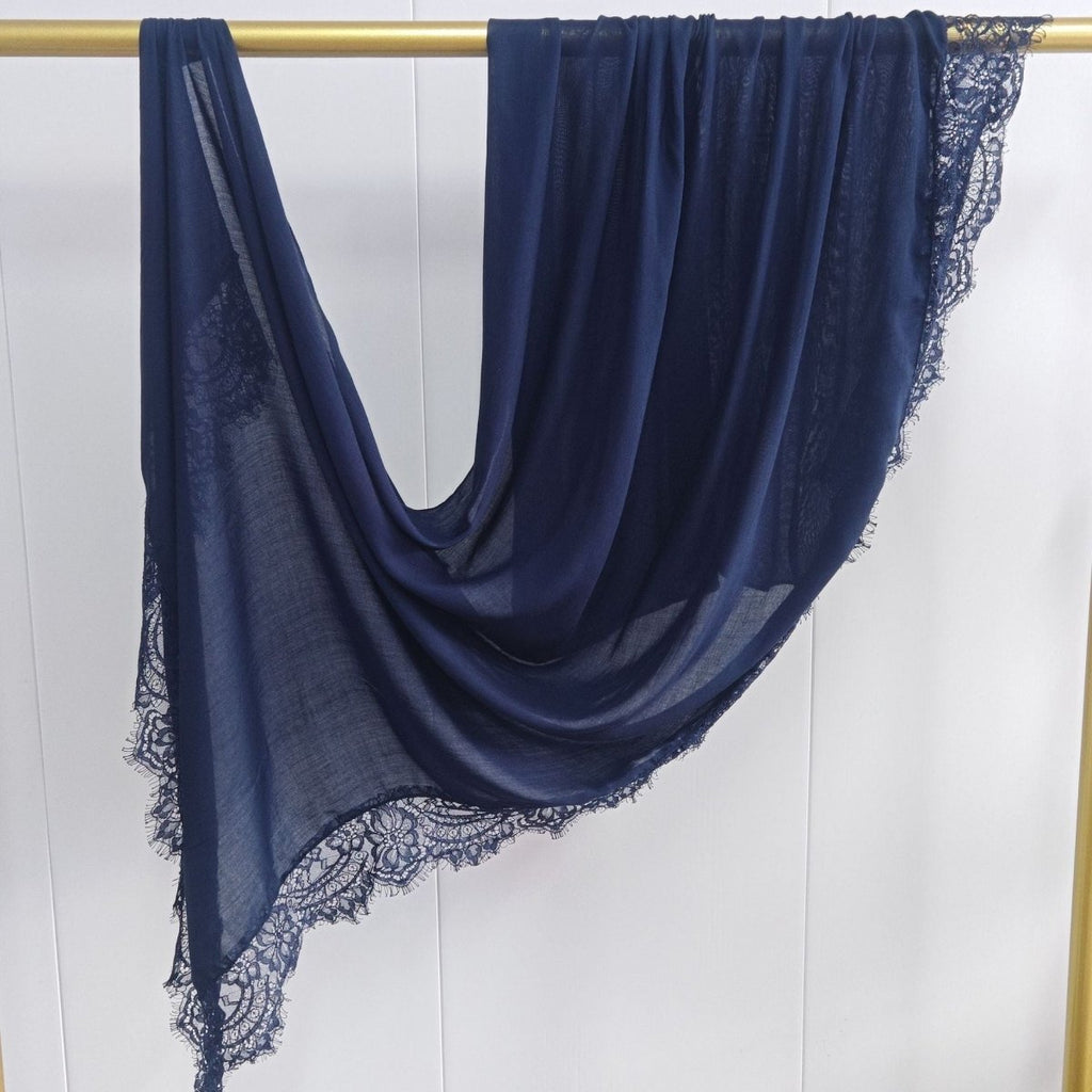 Lace Trim Rayon Hijab Scarf(MH211)
