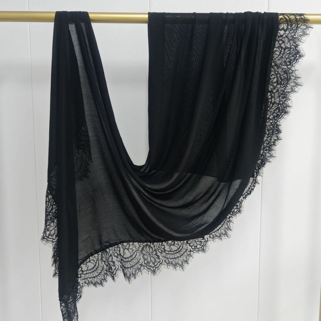 Lace Trim Rayon Hijab Scarf(MH211)