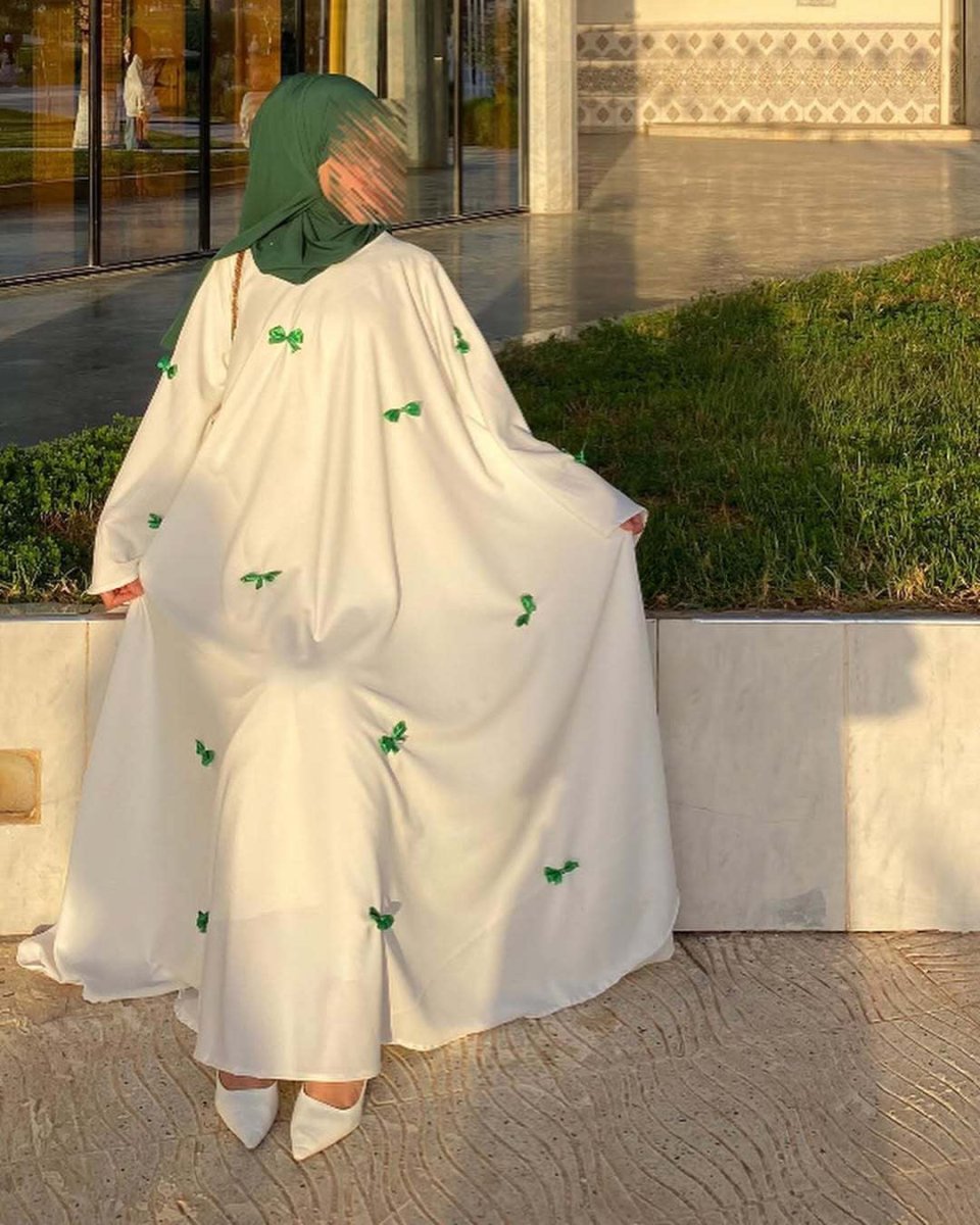 Loose Hem Long Abaya with Bell Sleeves & Butterfly Bow Detail (MA151)