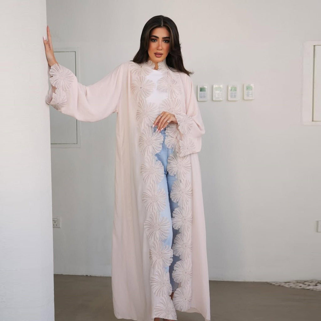 loral Appliqué Open Abaya (MOA286)