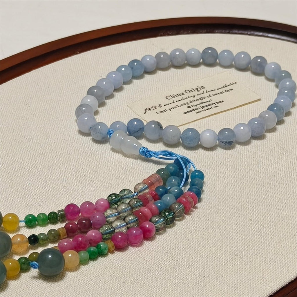 Luxury Elegance Fancy 33 Muslim Agate Tasbeeh with Tassels (MR083)